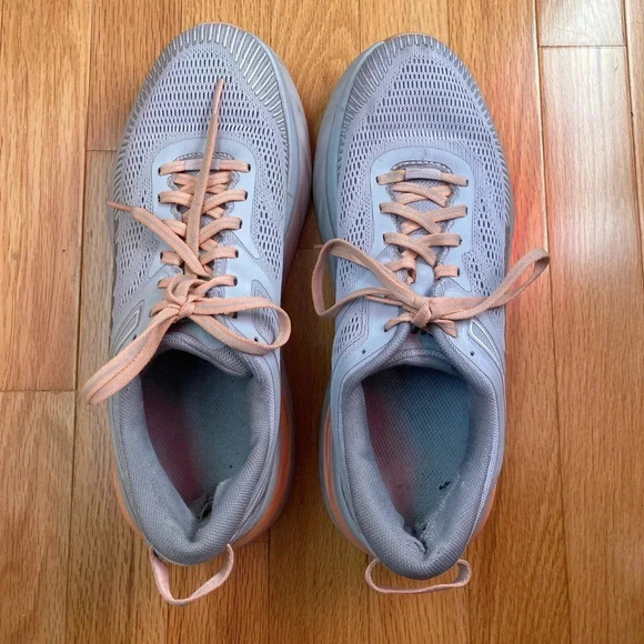 Hoka One Women’s Bondi 7 Gray Peach Orange Running Shoes - Picture 2 of 6